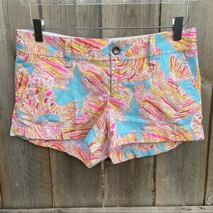 Lilly Pulitzer Walsh Shorts Breakwater Blue Tini Bikini Tropical Summer Size 4